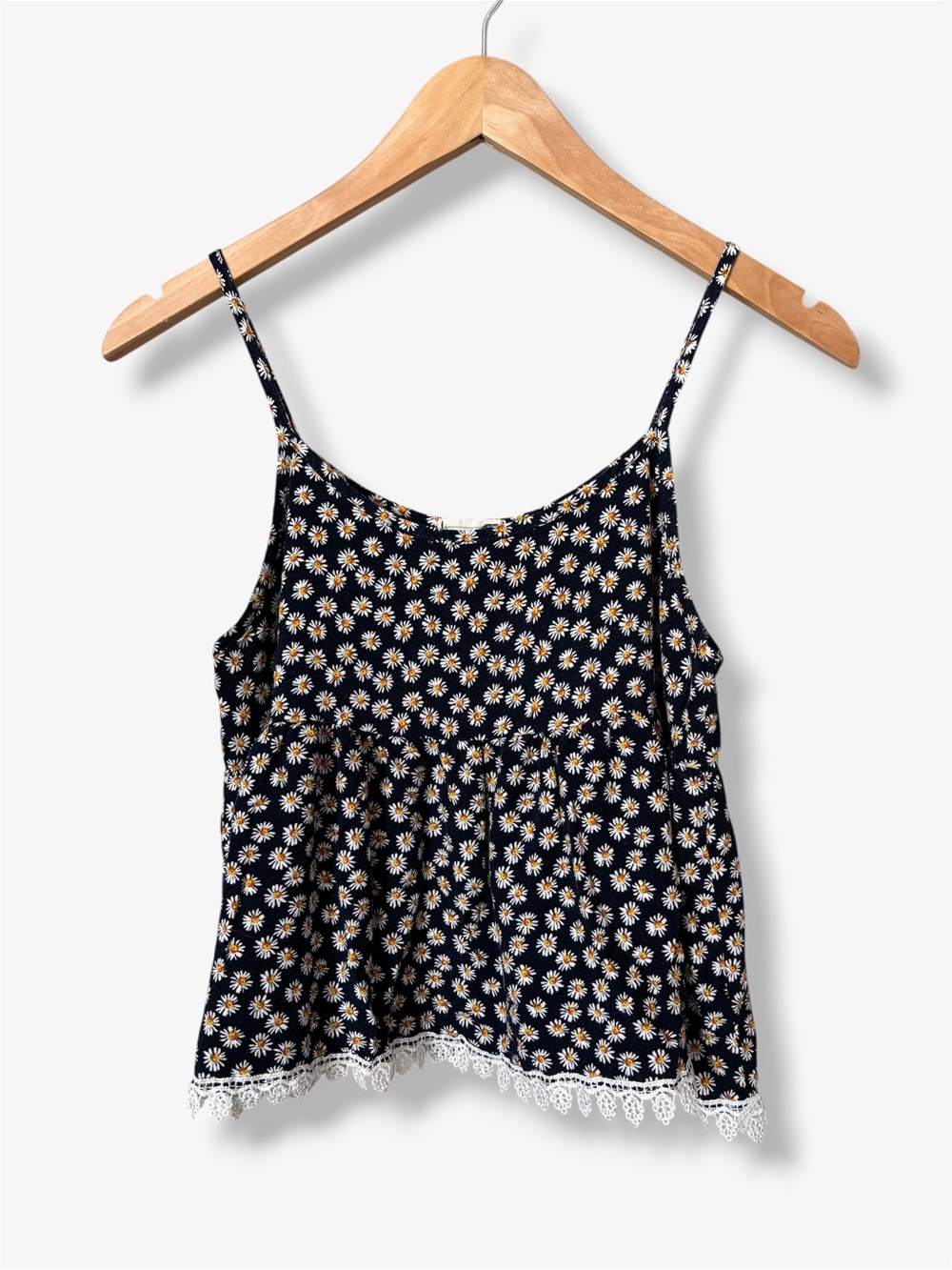 PacSun LA Hearts Daisy Babydoll Crop Top Lace Trim Floral Cami Tank Size Medium